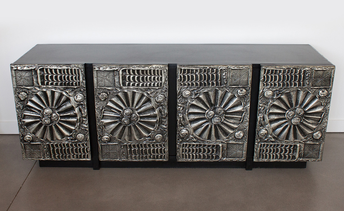 Adrian Pearsall Brutalist Sculpted Four Door Sideboard Credenza