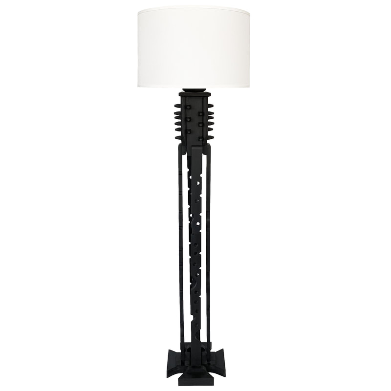 black and wood floor lamp